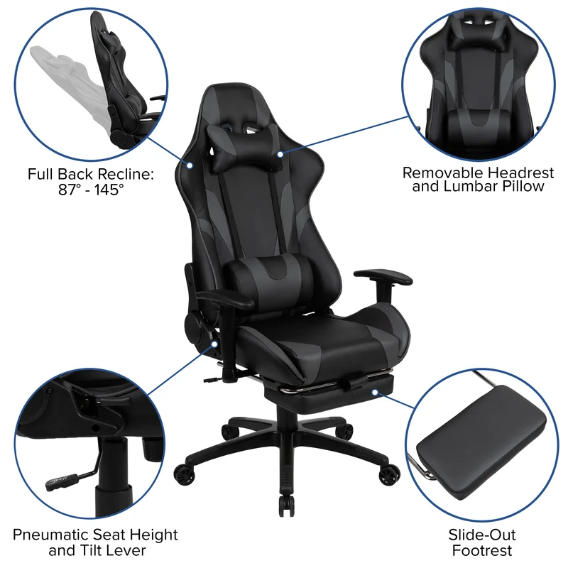 Z300 Gaming Racing Office Ergonomic PC Chair with Reclining Back and Footrest