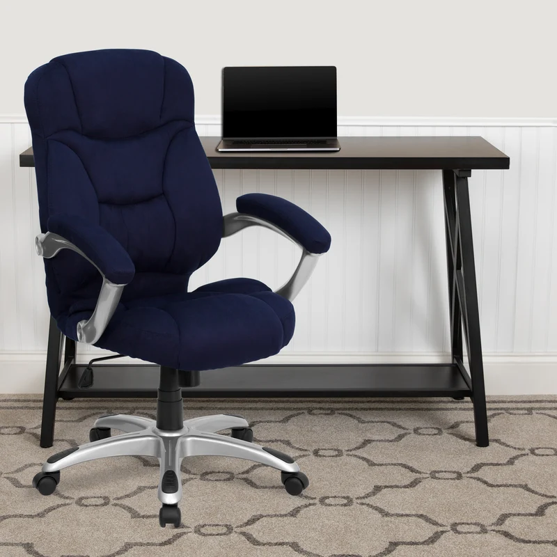 High Back Executive Ergonomic Office Chair with Silver Nylon Base and Arms