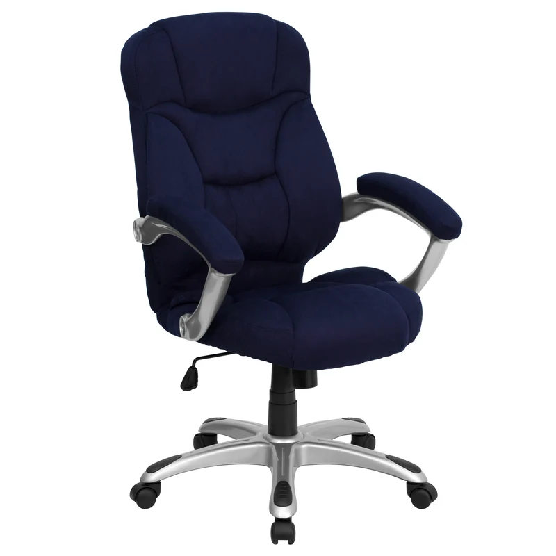 High Back Executive Ergonomic Office Chair with Silver Nylon Base and Arms