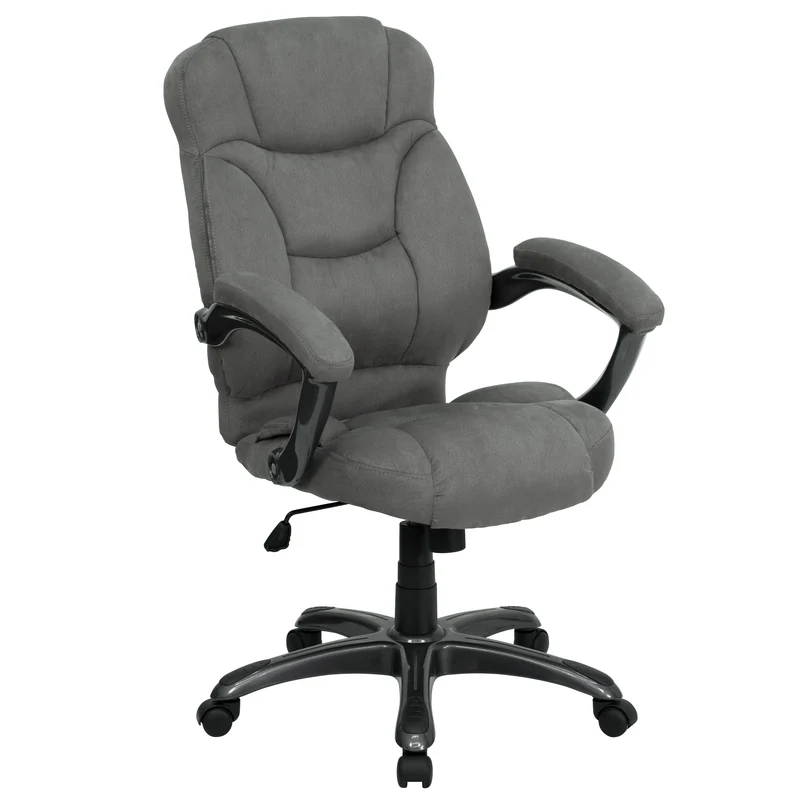 High Back Executive Ergonomic Office Chair with Silver Nylon Base and Arms