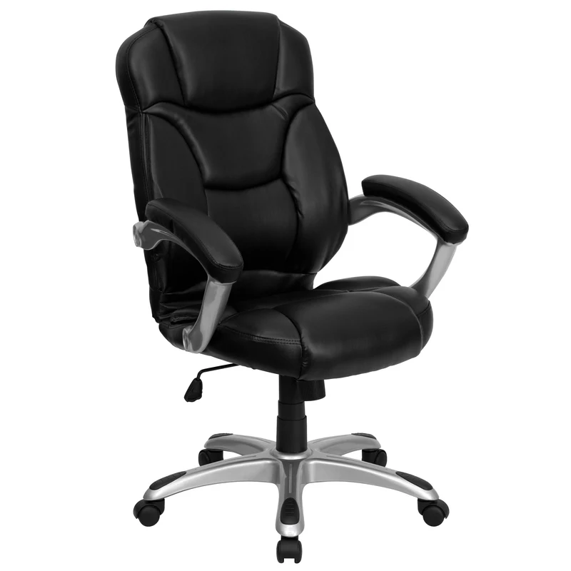 High Back Executive Ergonomic Office Chair with Silver Nylon Base and Arms
