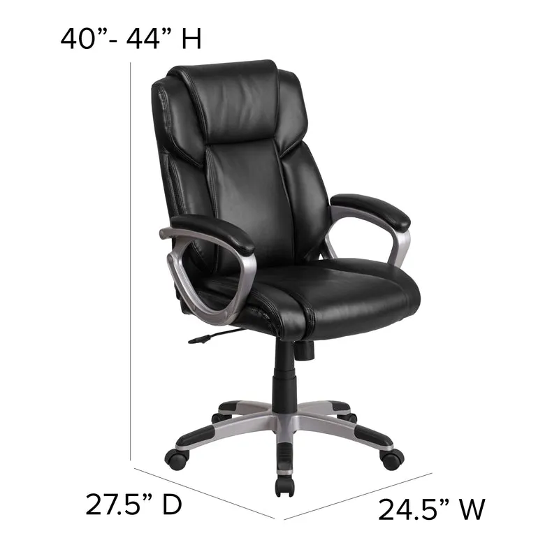 Mid-Back LeatherSoftSoft Executive Swivel Office Chair with Padded Arms