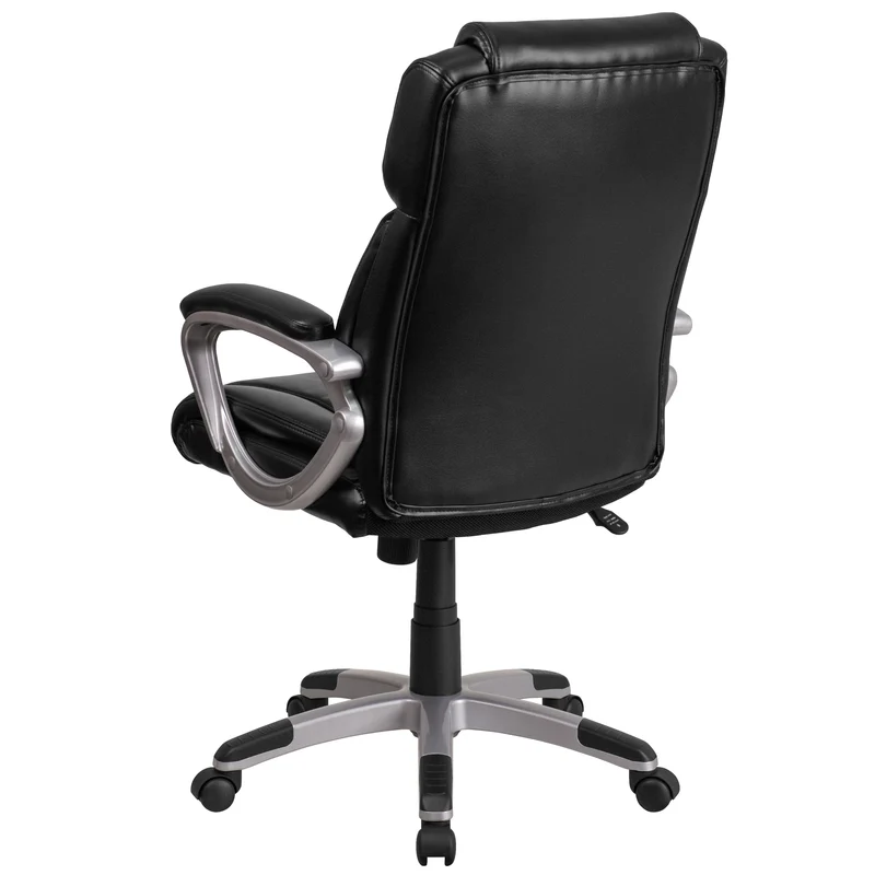 Mid-Back LeatherSoftSoft Executive Swivel Office Chair with Padded Arms