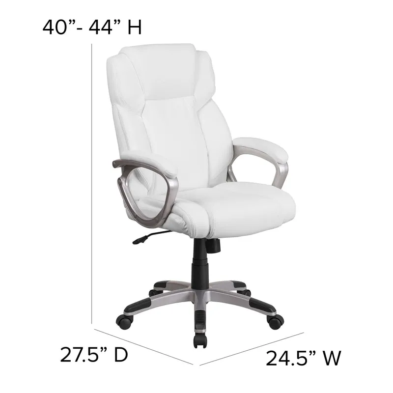 Mid-Back LeatherSoftSoft Executive Swivel Office Chair with Padded Arms
