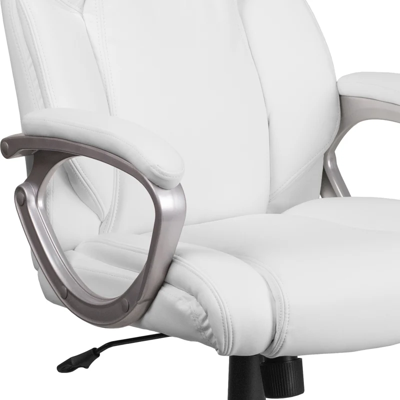 Mid-Back LeatherSoftSoft Executive Swivel Office Chair with Padded Arms