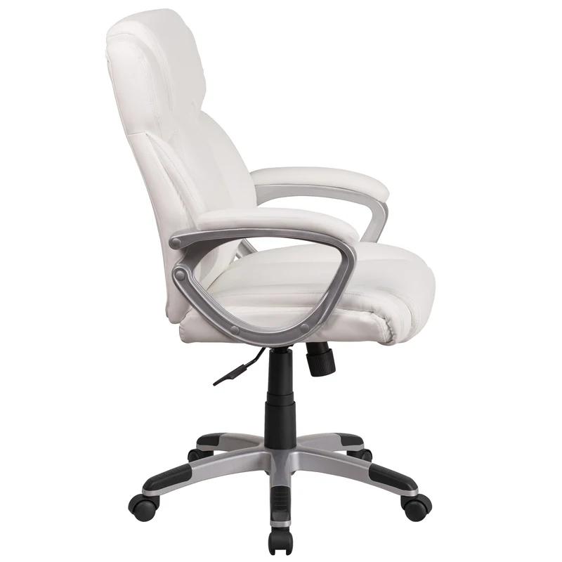 Mid-Back LeatherSoftSoft Executive Swivel Office Chair with Padded Arms
