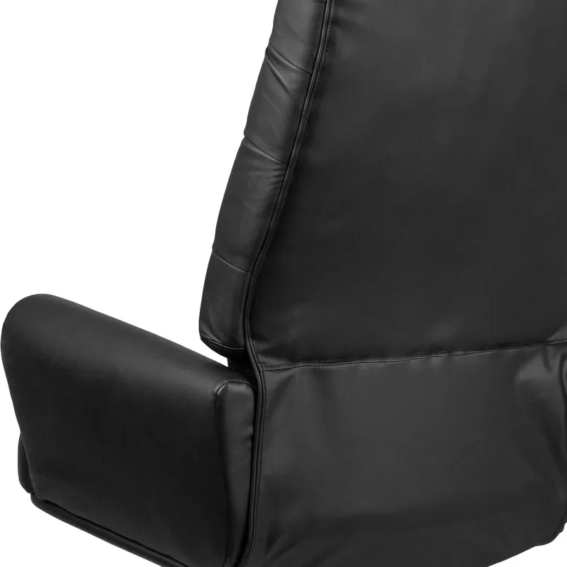 High Back Traditional Tufted LeatherSoft Swivel Office Chair Silver Welt Arms