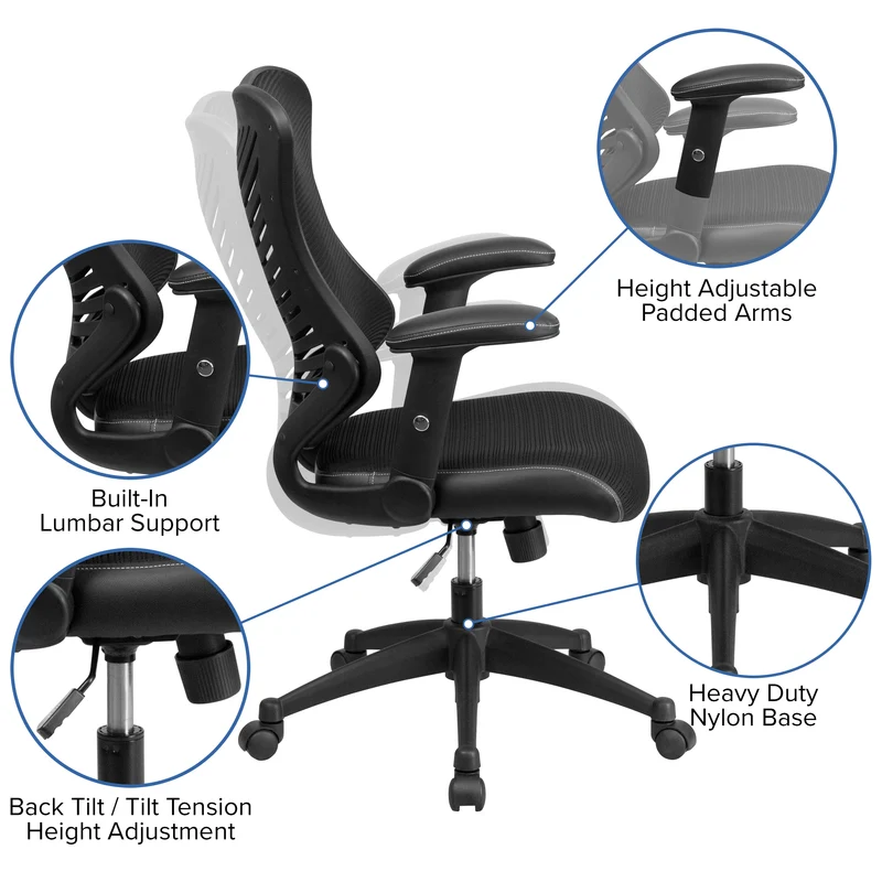 High Back Designer Mesh Executive Ergonomic Office Chair w/ Adjustable Arms