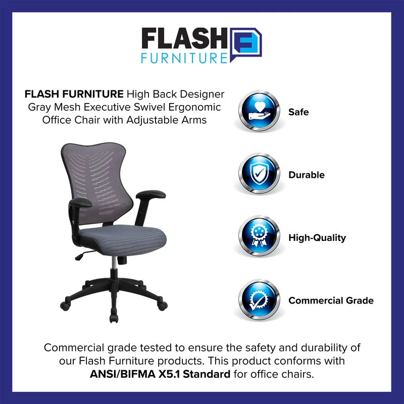 High Back Designer Mesh Executive Ergonomic Office Chair w/ Adjustable Arms