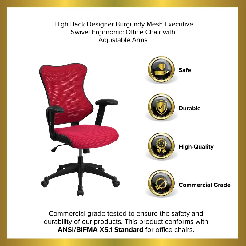 High Back Designer Mesh Executive Ergonomic Office Chair w/ Adjustable Arms
