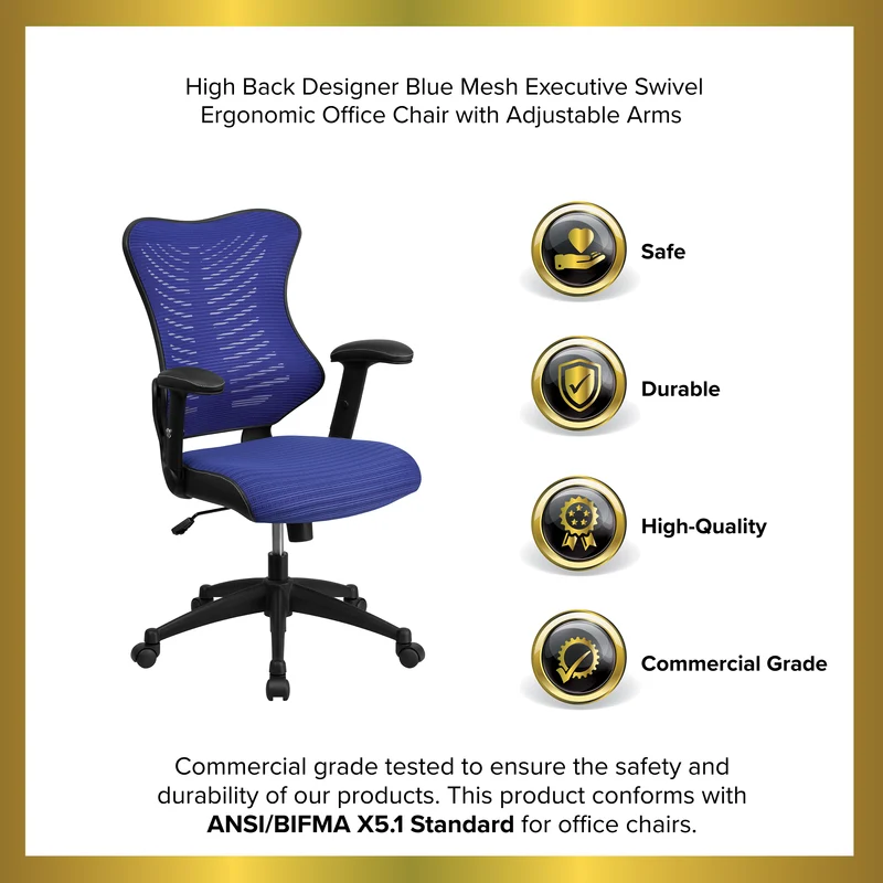 High Back Designer Mesh Executive Ergonomic Office Chair w/ Adjustable Arms