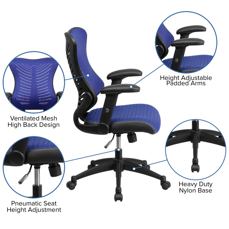 High Back Designer Mesh Executive Ergonomic Office Chair w/ Adjustable Arms