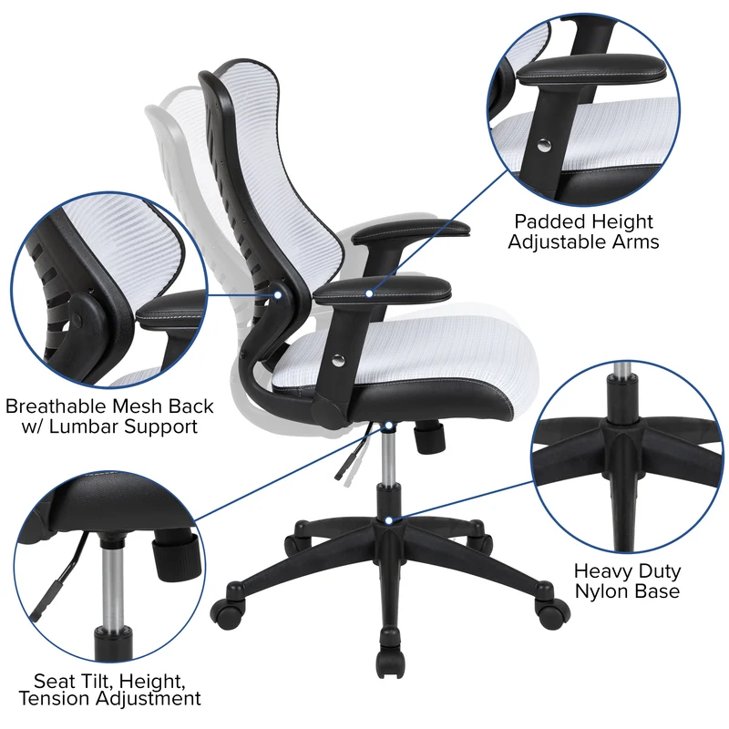 High Back Designer Mesh Executive Ergonomic Office Chair w/ Adjustable Arms