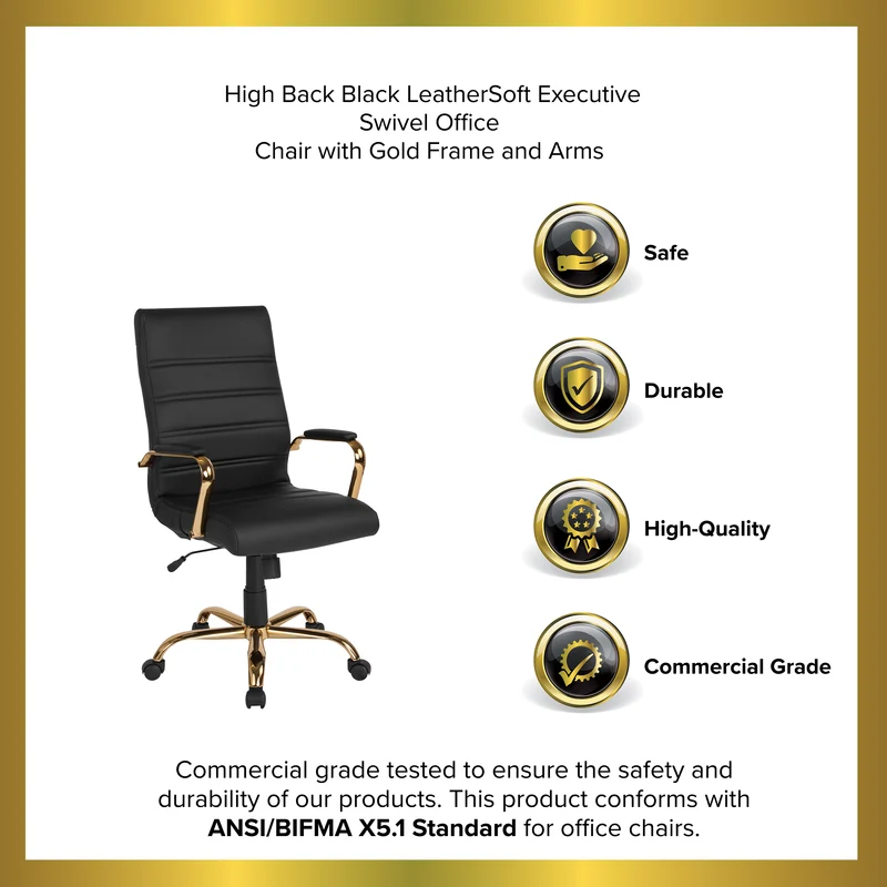 High Back Executive Swivel Office Chair with Metal Frame and Arms