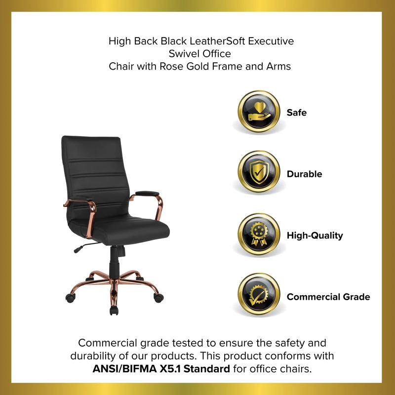 High Back Executive Swivel Office Chair with Metal Frame and Arms