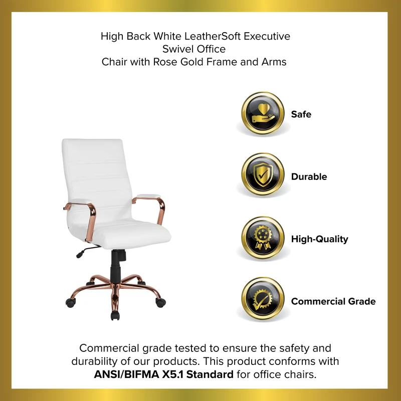 High Back Executive Swivel Office Chair with Metal Frame and Arms
