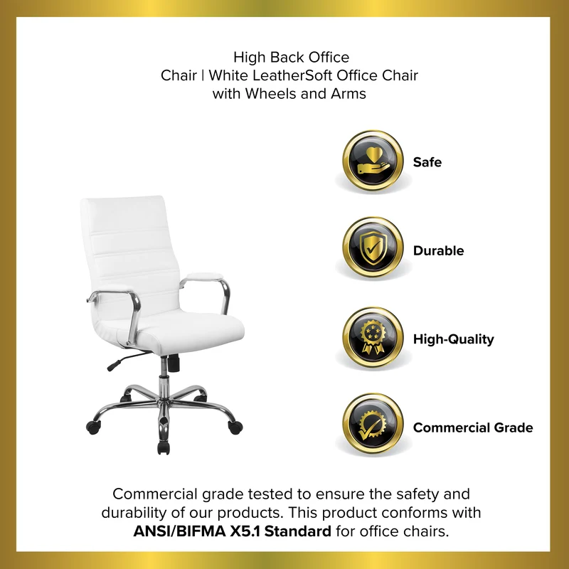 High Back Executive Swivel Office Chair with Metal Frame and Arms