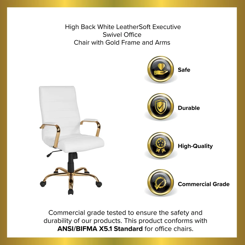 High Back Executive Swivel Office Chair with Metal Frame and Arms