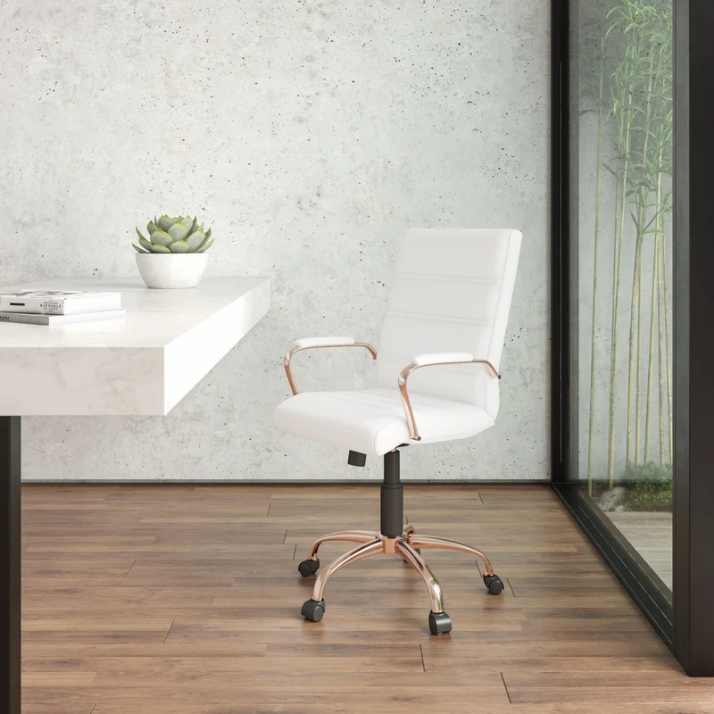 Mid-Back Executive Swivel Office Chair with Metal Frame and Arms