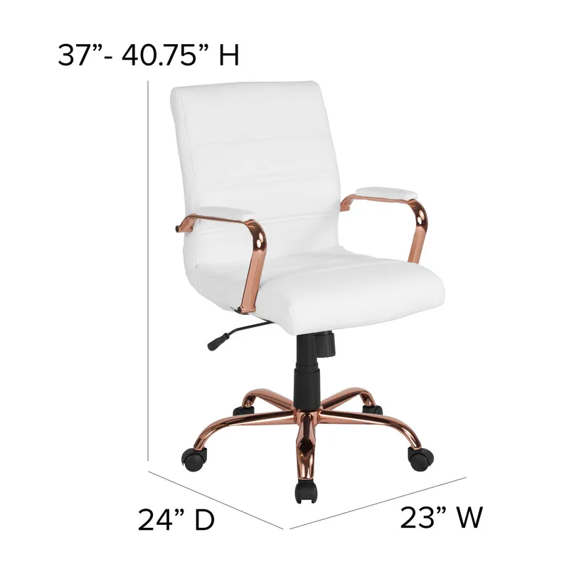 Mid-Back Executive Swivel Office Chair with Metal Frame and Arms