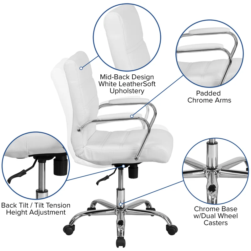 Mid-Back Executive Swivel Office Chair with Metal Frame and Arms