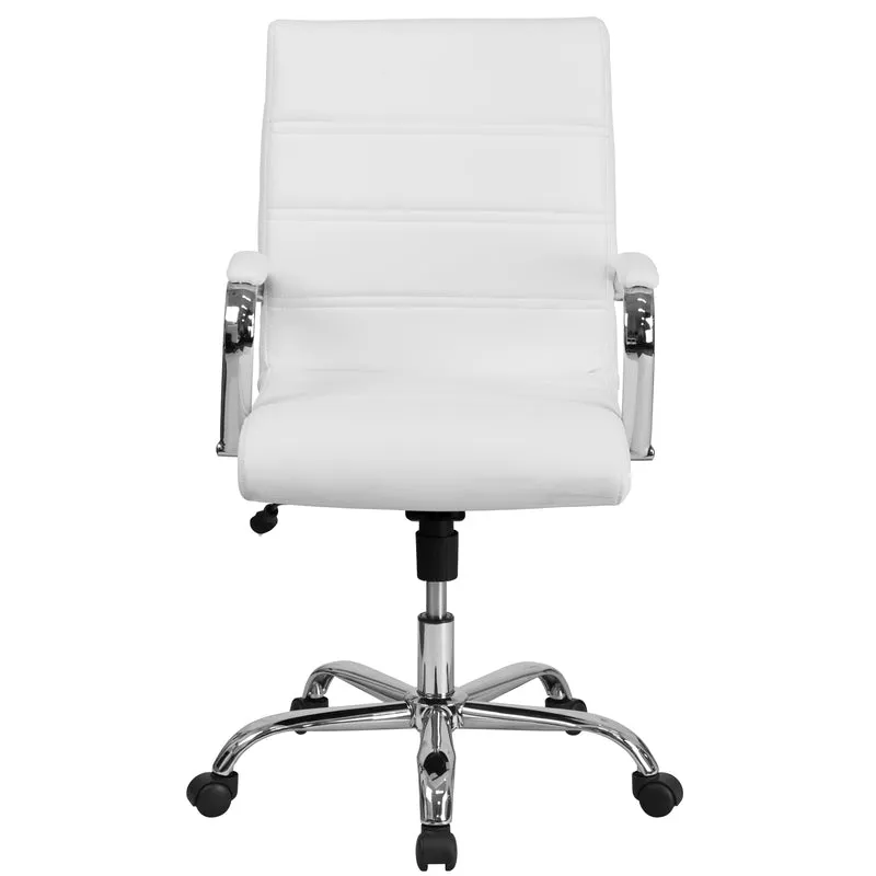 Mid-Back Executive Swivel Office Chair with Metal Frame and Arms
