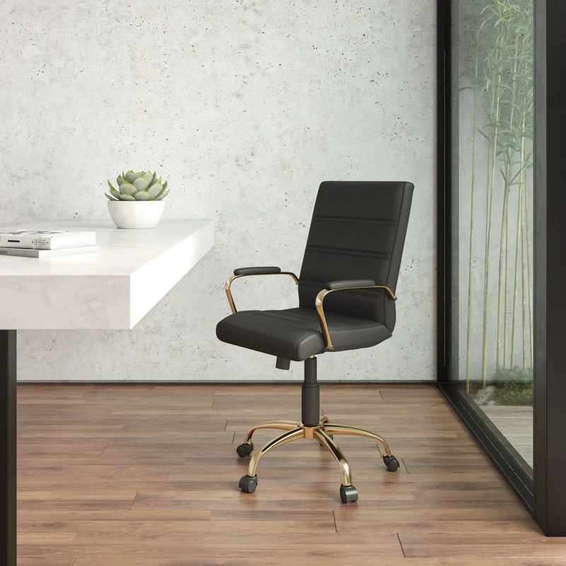 Mid-Back Executive Swivel Office Chair with Metal Frame and Arms