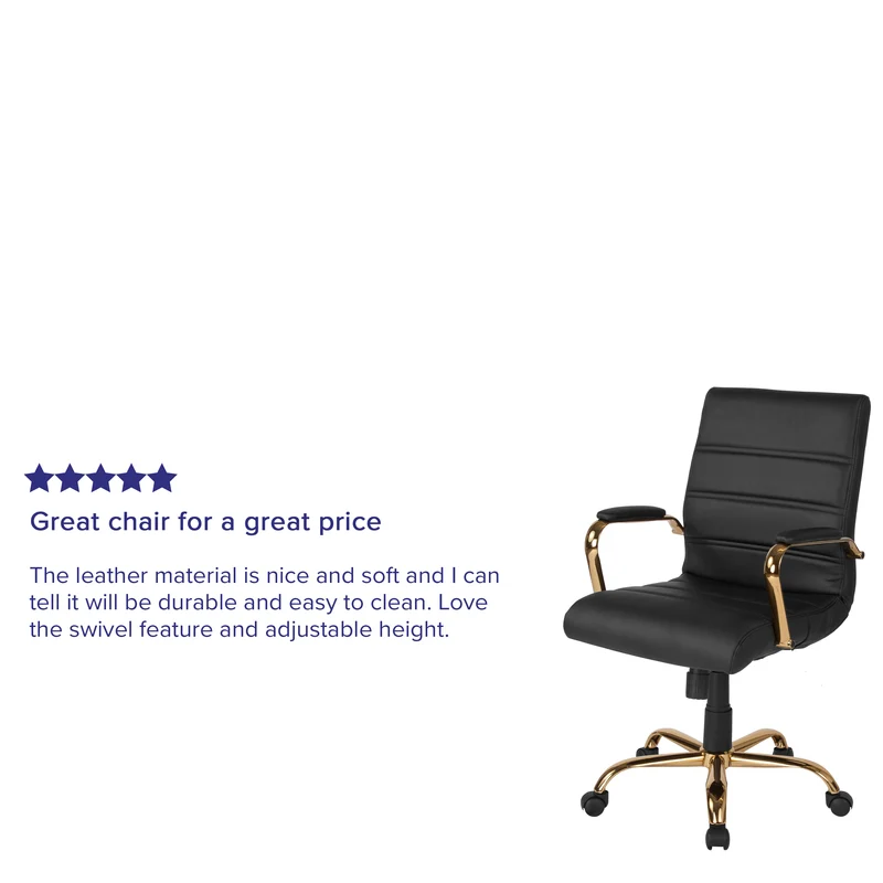 Mid-Back Executive Swivel Office Chair with Metal Frame and Arms
