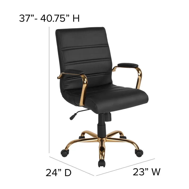 Mid-Back Executive Swivel Office Chair with Metal Frame and Arms