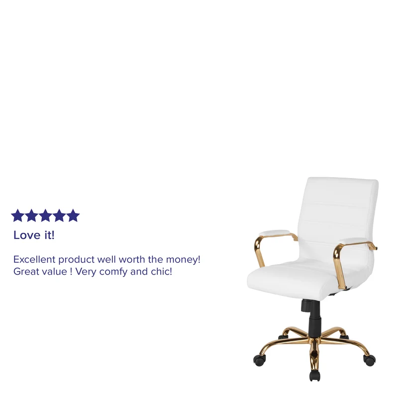 Mid-Back Executive Swivel Office Chair with Metal Frame and Arms