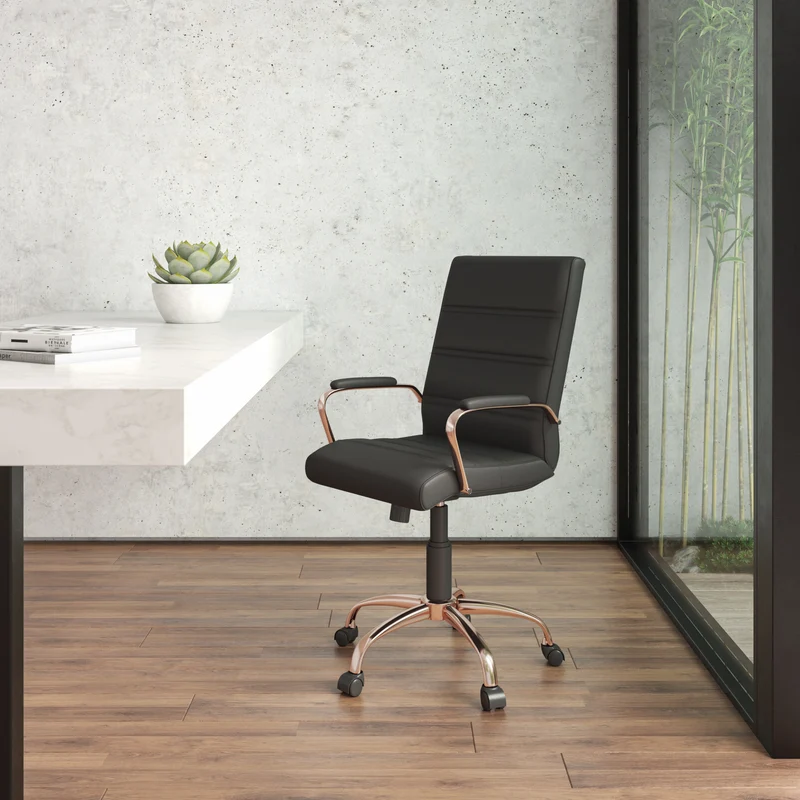 Mid-Back Executive Swivel Office Chair with Metal Frame and Arms