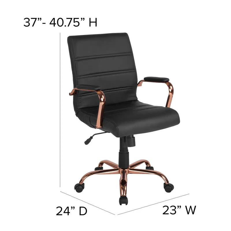 Mid-Back Executive Swivel Office Chair with Metal Frame and Arms