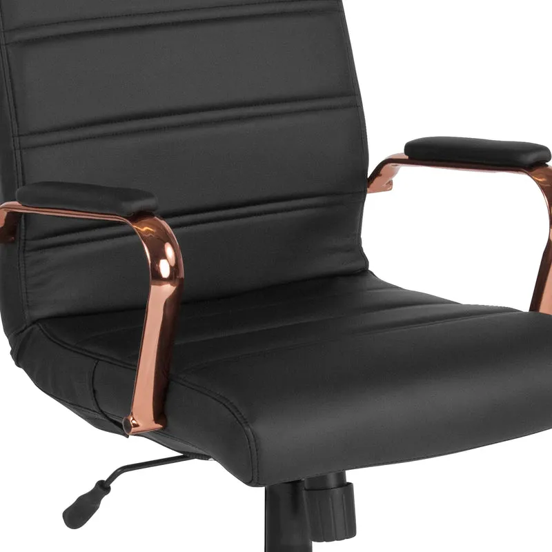 Mid-Back Executive Swivel Office Chair with Metal Frame and Arms