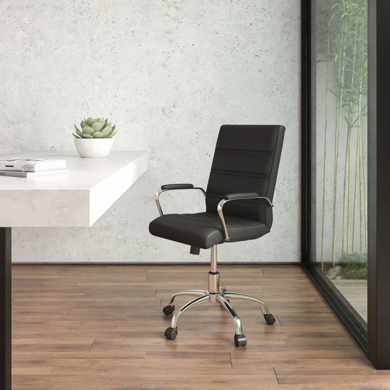 Mid-Back Executive Swivel Office Chair with Metal Frame and Arms