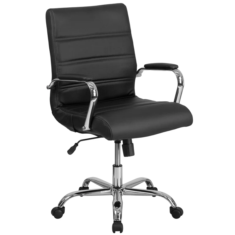 Mid-Back Executive Swivel Office Chair with Metal Frame and Arms
