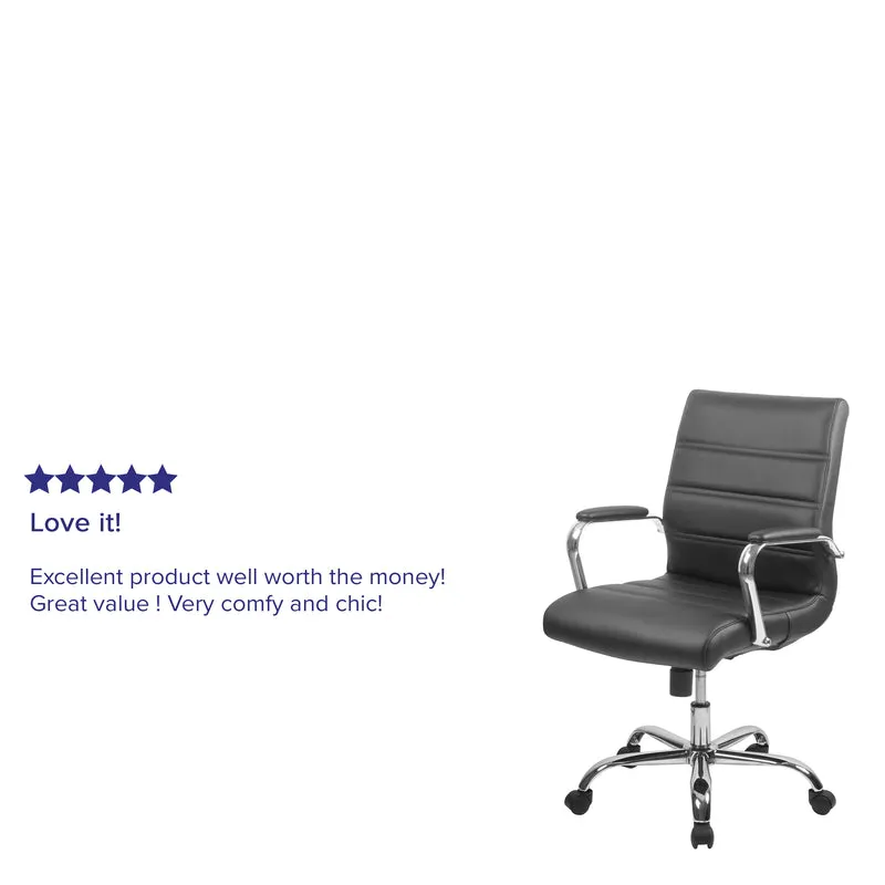 Mid-Back Executive Swivel Office Chair with Metal Frame and Arms