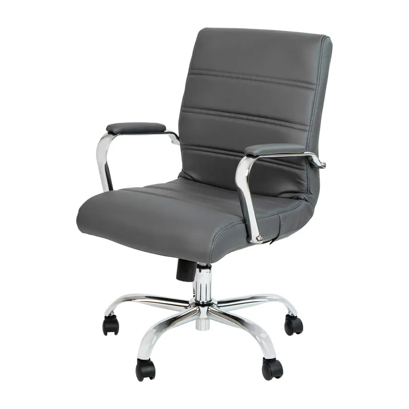Mid-Back Executive Swivel Office Chair with Metal Frame and Arms