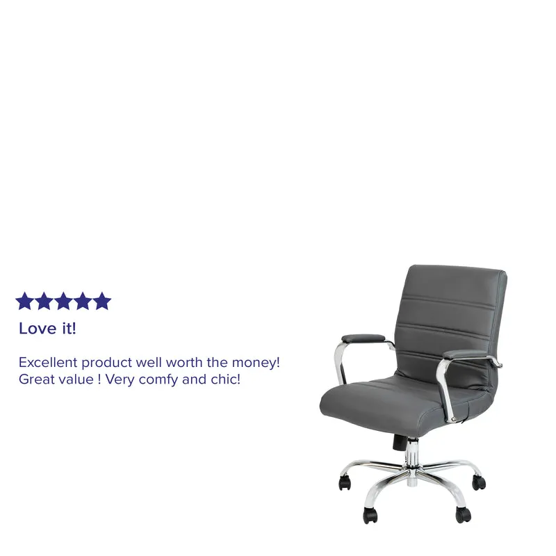 Mid-Back Executive Swivel Office Chair with Metal Frame and Arms