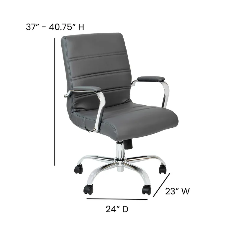 Mid-Back Executive Swivel Office Chair with Metal Frame and Arms