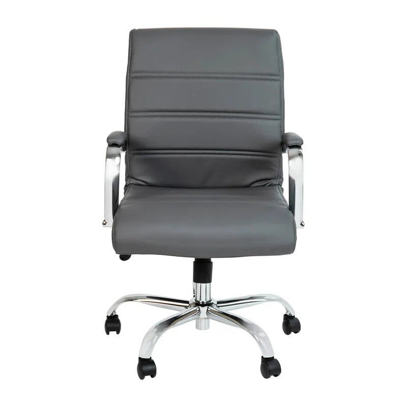 Mid-Back Executive Swivel Office Chair with Metal Frame and Arms