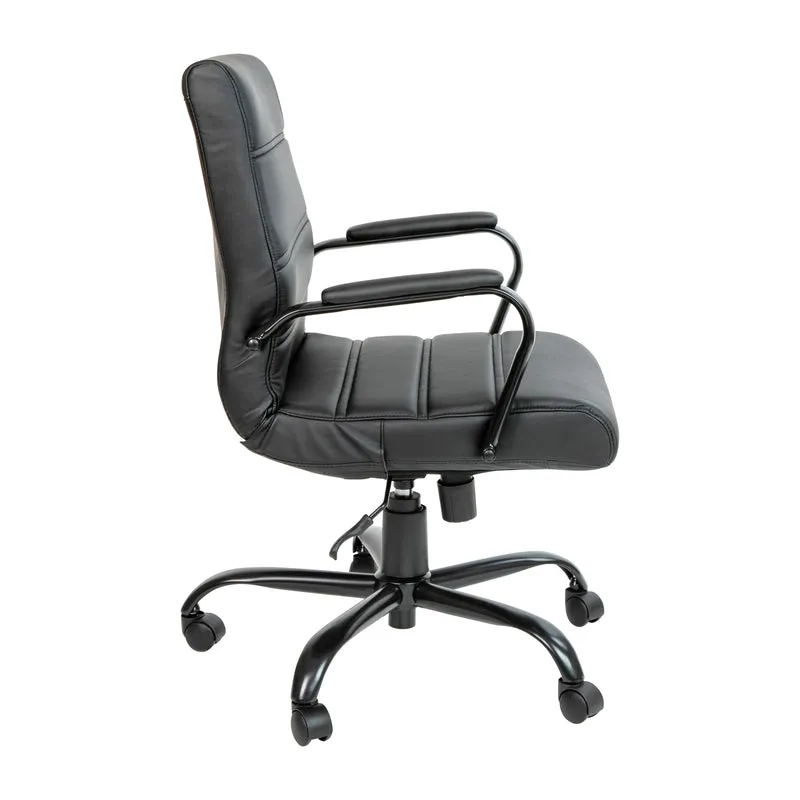 Mid-Back Executive Swivel Office Chair with Metal Frame and Arms