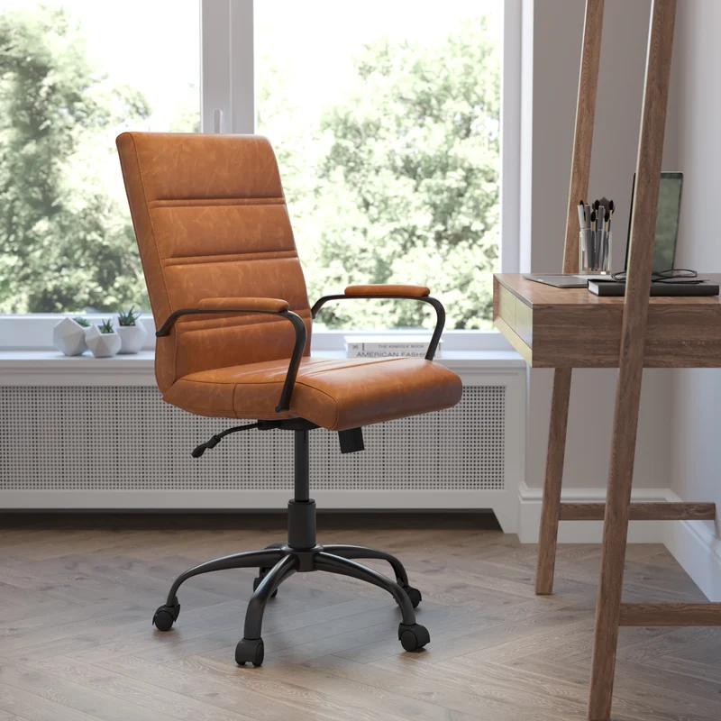 Mid-Back Executive Swivel Office Chair with Metal Frame and Arms