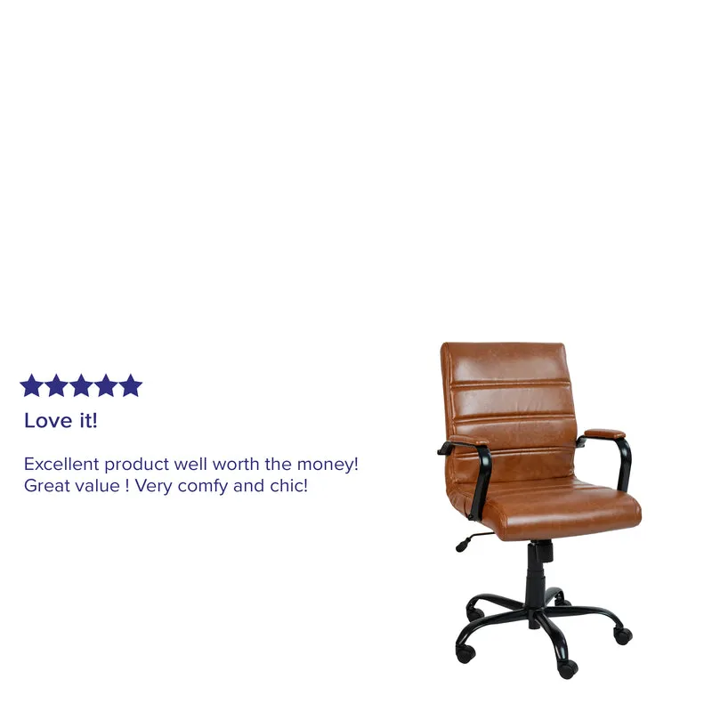 Mid-Back Executive Swivel Office Chair with Metal Frame and Arms