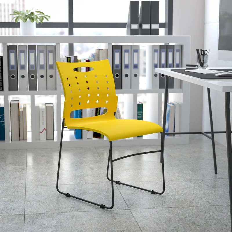 Home Office Plastic Accent Sled Base Stack Chair - Air-Vent Back