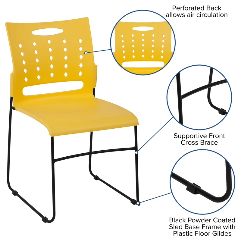 Home Office Plastic Accent Sled Base Stack Chair - Air-Vent Back