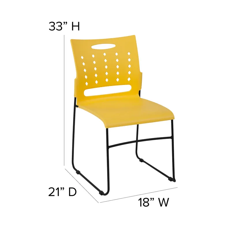 Home Office Plastic Accent Sled Base Stack Chair - Air-Vent Back