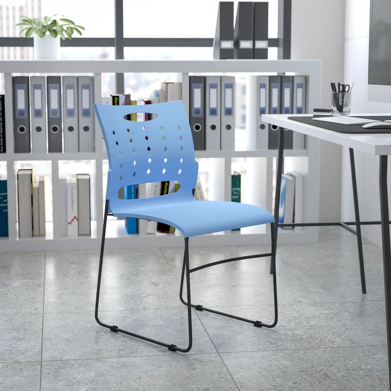 Home Office Plastic Accent Sled Base Stack Chair - Air-Vent Back