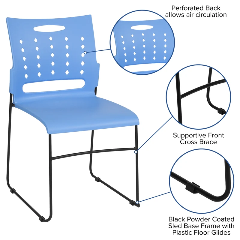 Home Office Plastic Accent Sled Base Stack Chair - Air-Vent Back