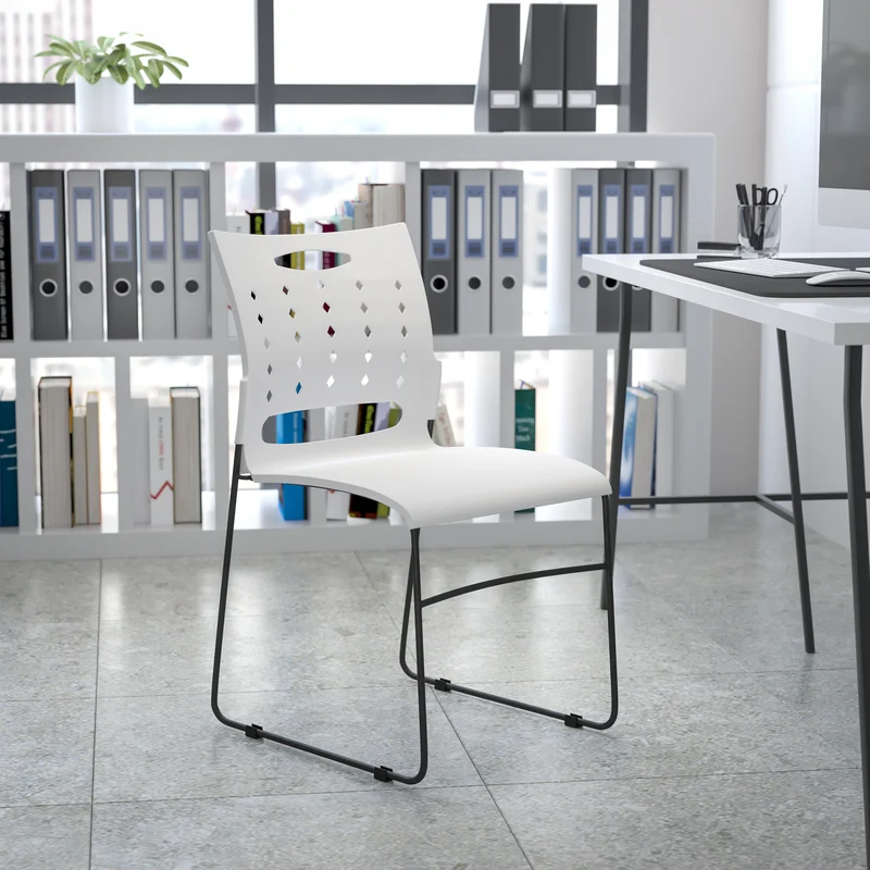 Home Office Plastic Accent Sled Base Stack Chair - Air-Vent Back