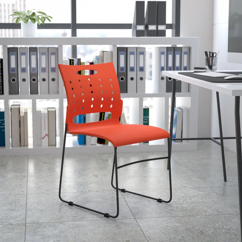 Home Office Plastic Accent Sled Base Stack Chair - Air-Vent Back